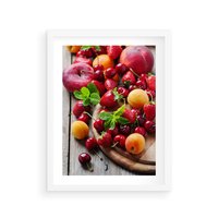 Plakat w ramie 50x70 - Owoce w restauracji artystycznie - owoce, restauracja - rama biała
