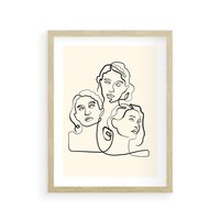 Plakat w ramie 30x40 - Trzy Kobiety - 3 kobiety, antyczny posag - rama drewno
