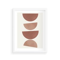 Plakat w ramie 40x50 - Abstrakcyjne Widzenia - abstrakcyjne geometryczne kształty, odcienie brązu i beżu - rama biała