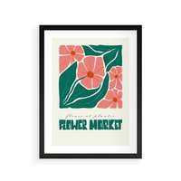 Plakat w ramie 50x70 - Retro Inspiracja - minimalistyczna kwiatowa kompozycja, pastelowe kolory - rama czarna