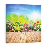 Obraz na płótnie 50x50 - Energiczny ogród - kwiaty, ogród