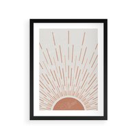 Plakat w ramie 40x50 - Słońce w Stylu Boho - słońce, grafika boho - rama czarna