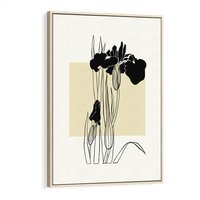 Obraz w ramie 80x120 - Rozkwitające w konturach - irys, kwiaty - rama drewno