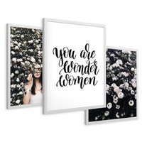Zestaw obrazy w ramie 30x40 galeria - Typografia, dla, kobiet - rama biała