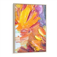 Obraz w ramie 70x100 - Kwiatowe Harmonie - zbliżenie na obraz olejny, gruba warstwa farby - rama drewno