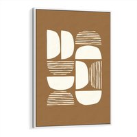 Obraz w ramie 70x100 - Wewnętrzne Spektrum - geometryczne boho kształty na brązowym, karmelowym tle - rama biała