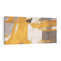 Obraz na płótnie 120x60 - Złote Maźnięcia Pędzla - złota abstrakcja, plamy
