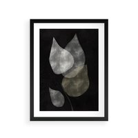 Plakat w ramie 50x70 - Mroczne Złudzenia - abstrakcyjne liście, mroczna atmosfera - rama czarna
