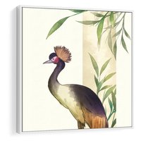 Obraz w ramie 80x80 - Kwiatowa Ekspresja - japońska sztuka, ptak - rama biała