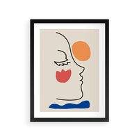 Plakat w ramie 40x50 - Taniec Przenikających Plam - abstrakcyjny obraz, przypomina twarz - rama czarna