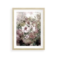 Plakat w ramie 30x40 - Piękno natury na płótnie - kwiaty, olejne - rama drewno