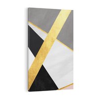 Obraz na płótnie 70x100 - Pudrowe Abstrakcyjne Lustra - złote abstrakcyjne linie, szarość