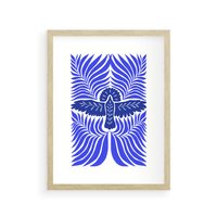 Plakat w ramie 40x50 - Etniczne Rekwizyty - etniczne roślinne wzory, granat - rama drewno