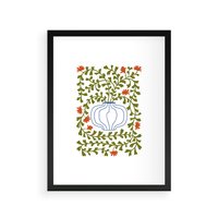 Plakat w ramie 30x40 - Wewnętrzne Fale - kwiaty w wazonie, minimalizm - rama czarna