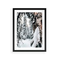 Plakat w ramie 40x50 - Drzewa pod Śniegiem - zima las, drzewa pod śniegiem - rama czarna