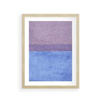 Plakat w ramie 50x70 - Taniec Światła - kolorowe akwarelowe pasy, odcienie fiolet - rama drewno