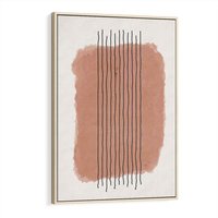 Obraz w ramie 80x120 - Rozmyte Widzenia - abstrakcyjna akwarelowa plama, nieregularne kreski - rama drewno