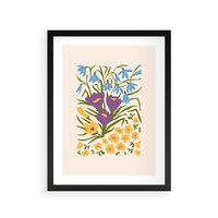 Plakat w ramie 40x50 - Kwiatowe Przenikanie - kwiaty, sztuka nowoczesna - rama czarna