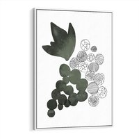 Obraz w ramie 80x120 - Grono Abstrakcji - minimalistyczny plakat, winogrona - rama biała