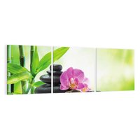 Obraz na płótnie 120x40 - Relaksujący świat SPA z kwiatami i bambusem - spa, kwiaty