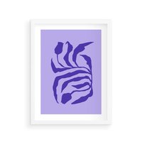 Plakat w ramie 30x40 - Boho Sztuka Wolności - kwiaty, energetyczne fioletowe tło - rama biała