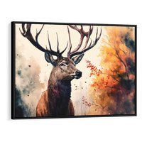 Obraz w ramie 100x70 - Jesienny Monarcha Lasu - grafika komputerowa, na podstawie obrazu - rama czarna