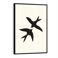 Obraz w ramie 70x100 - Kreatywne Echa - jaskółki, minimalizm - rama czarna