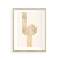 Plakat w ramie 30x40 - Podróżne Kształty - geometryczne linie w złotym kolorze, minimalizm - rama drewno