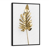 Obraz w ramie 70x100 - Ponadczasowy Urok - złote, liście - rama czarna