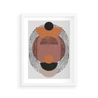 Plakat w ramie 30x40 - Abstrakcja w Odcieniach Brązu i Beżu - geometria, abstrakcyjna grafika - rama biała