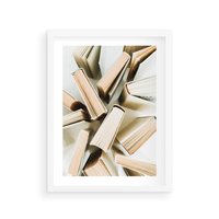 Plakat w ramie 30x40 - Odcienie Wiedzy - książki, ujęcie z góry - rama biała