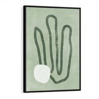 Obraz w ramie 50x70 - Spokojne Kształty Natury - zielona abstrakcja, zgaszona zieleń - rama czarna