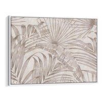 Obraz w ramie 120x80 - Odsłonięte liściowe wspomnienia - monochromatyczne, kolory sepii - rama biała