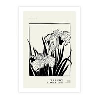 Plakat bez ramy 21x30 - Spojrzenia na szkicowaną przeszłość - kwiaty, typografia