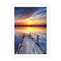 Plakat bez ramy 30x40 - Zachód słońca na pomostcie - pomost, zachód