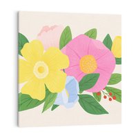 Obraz na płótnie 70x70 - Kwiatowy Uśmiech - kwiaty, akwarela