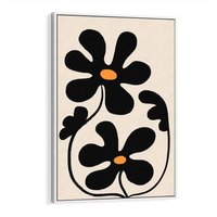 Obraz w ramie 80x120 - Wyjątkowość Boho - minimalistyczny abstrakcyjny obraz, prymitywne kwiaty - rama biała