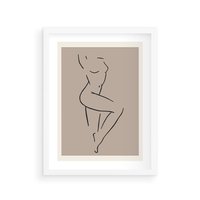 Plakat w ramie 30x40 - Zanikająca Wyobraźnia - mnimalistyczny akt, beżowa tonacja - rama biała