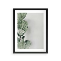 Plakat w ramie 50x70 - Minimalistyczna Harmonia: Zieleń Liści - zieone liście, kompozycja - rama czarna