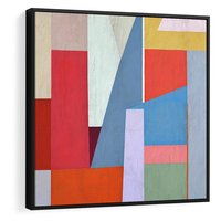 Obraz w ramie 50x50 - Migotliwe Nastroje Kształtów - różne geometryczne formy, olejny obraz - rama czarna