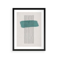 Plakat w ramie 30x40 - Bezczasowe Wspomnienia - abstrakcyjna akwarelowa plama, nieregularne kreski - rama czarna