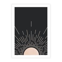 Plakat bez ramy 21x30 - Słoneczny Portret Duszy - boho czarne słońce, nowoczesna grafika