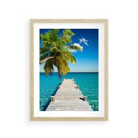 Plakat w ramie 50x70 - Hawajskie Palmy - palma, morze - rama drewno
