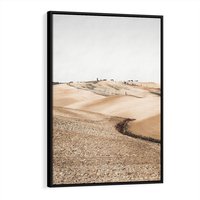 Obraz w ramie 50x70 - Refleksyjny taniec myśli - pustynny krajobraz, odcienie sepii - rama czarna