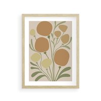 Plakat w ramie 40x50 - Uspokojenie Wśród Roślin - nowoczesny plakat, roślinność - rama drewno