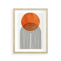 Plakat w ramie 50x70 - Abstrakcyjne Pulsacje - koło, boho styl - rama drewno