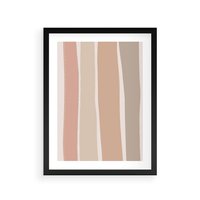 Plakat w ramie 50x70 - Tęczowa Zgaszona Aura - abstakcyjne tęczowe pasy, delikatne odcienie beżu - rama czarna
