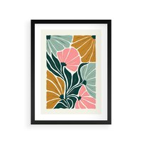 Plakat w ramie 30x40 - Rozplątane Myśli - abstrakcyjna kompozycja, pastelowe kwiaty - rama czarna