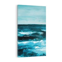 Obraz na płótnie 50x70 - Burza Nad Granatowym Oceanem - piękny marynistyczny obraz olejny, wzburzone ciemne morze