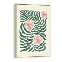 Obraz w ramie 70x100 - Migocące Wzory - abstrakcyjna kompozycja, paprocie - rama drewno